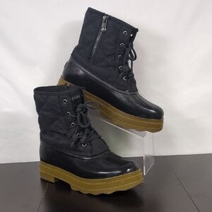 Sperry Women's Black and Brown Winter Boots Size 9 Wide